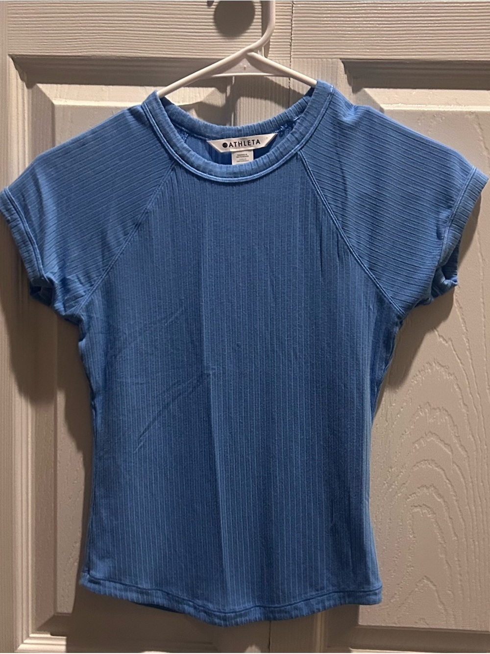 Athleta Sky Blue Ribbed Short Sleeve Tee